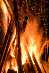 The beautiful fire in the camping, summer