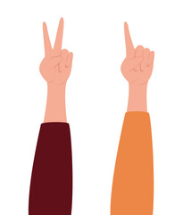 peace love and one hand design of Hippie art and creative theme Vector illustration