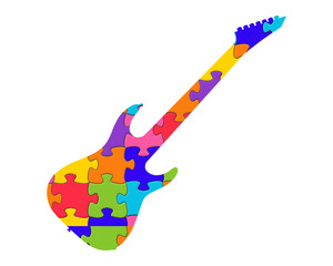 Plakat guitar Autism Jigsaw, puzzle illustration
