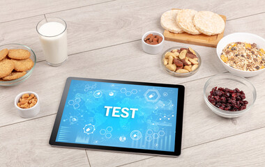 Healthy Tablet Pc compostion with TEST inscription, immune system boost concept