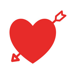 heart with arrow flat style icon design of love passion and romantic theme Vector illustration