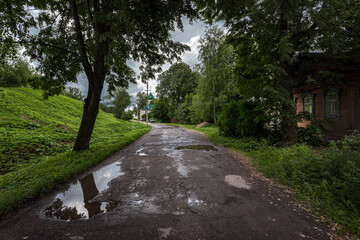 The city of Suzdal. Village road. Vladimir region. Russia.