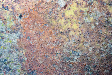 Abstract grunge and rust metal background. Grunge rusty dark metal background texture or backdrop. Copy space. Surface level.