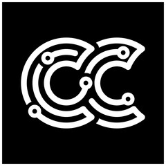 letter C ,CC with dots icon concept template vector logo design