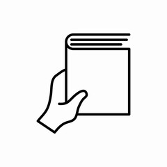 Outline hand with book icon.Hand with book vector illustration. Symbol for web and mobile