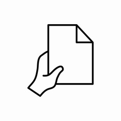 Outline hand with document icon.Hand with document vector illustration. Symbol for web and mobile