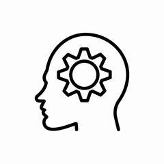 Outline head in gear icon.Head in gear vector illustration. Symbol for web and mobile