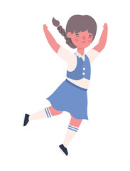 Girl kid cartoon with uniform jumping design, Back to school eduacation class lesson theme Vector illustration