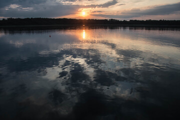 Zachód słońca jezioro Głębokie Lubuskie Polska 