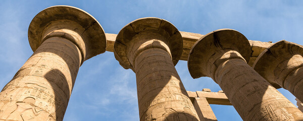 Karnak Temple, The ruins of the temple, Embossed hieroglyphs on the wall