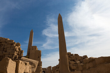Ancient ruins of the Karnak Temple in Luxor (Thebes), Egypt. The largest temple complex of...