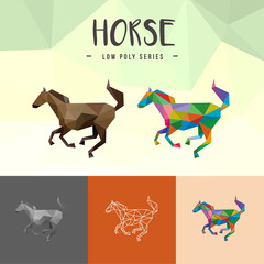 HORSE CHINESE ZODIAC ANIMALS LOW POLY LOGO ICON SYMBOL