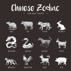 CHINESE ZODIAC ANIMALS LOW POLY