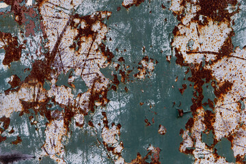 Rusty green scratched weathered background.