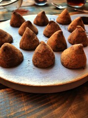 chocolate truffles close up 