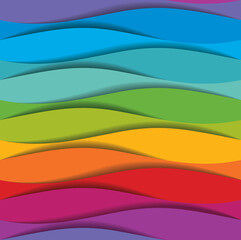 Rainbow seamless pattern with abstract waves. Vector background. 