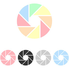 Camera shutter icon, in multiple colors, eps 10.