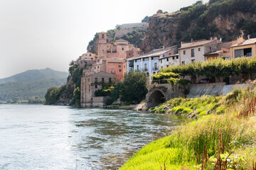 traditional mountain village washed by a river in Spain