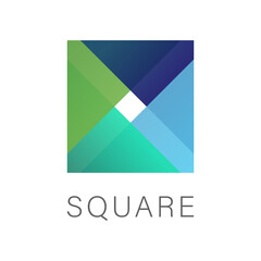 Abstract square geometric logo template colorful design. Sign, Symbol, identity, icon, element for business, digital, technology, science, medical, union, innovation, marketing, company. Vector.