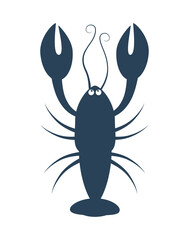 Dark blue Cancer zodiac sign with the image of an arthropod animal. Illustration of an astrology sign. Vector icon