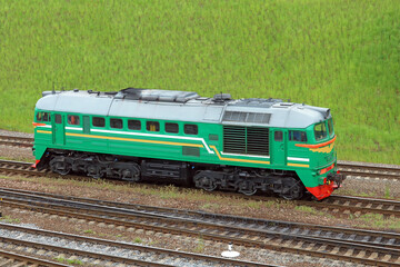 Obraz premium locomotive waiting for a green signal 