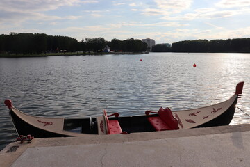 italian gondola at lake pier