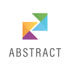 Abstract logo design template colorful triangles. Sign, Symbol, identity, icon for business, digital, technology, science, union, innovation, design, marketing, company. Vector illustration.