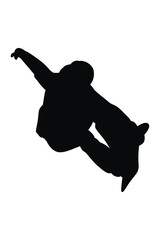 Vector silhouette of male snowboarder on extreme winter sport snowboarding, graphic illustration of a young man on snowboard competition