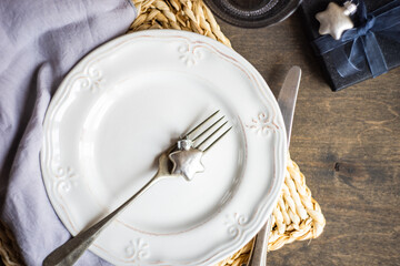 Rustic table setting on wooden table