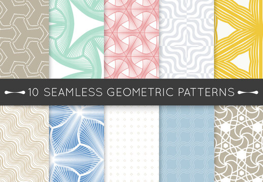 Pastel Colored Simple Geometric Seamless Pattern Collection