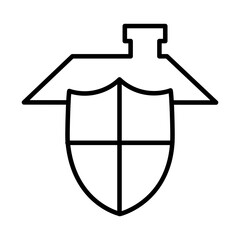 security shield with house roof icon, line style