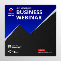Live webinar invite template. Banner live webinar promotion for social media.