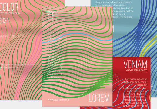 Salmon Pink Green Vertical Flyer Layout with Abstract Wavy Shape