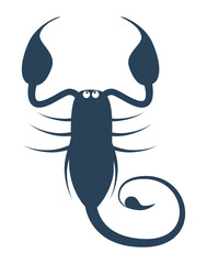 Dark blue zodiac sign Scorpio depicting arthropod animal. Illustration of an astrology sign. Vector icon