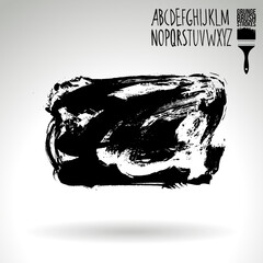 Black brush stroke and texture. Grunge vector abstract hand - painted element. Underline and border design.
