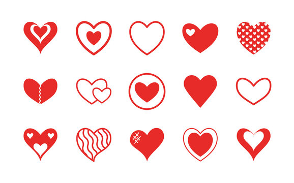 Hearts flat style icon set design of love passion and romantic theme Vector illustration