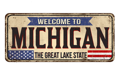 Welcome to Michigan vintage rusty metal sign