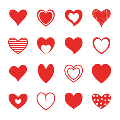 Hearts flat style icon set design of love passion and romantic theme Vector illustration
