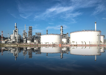 View of Refinery industry zone with beauty of the water reflection