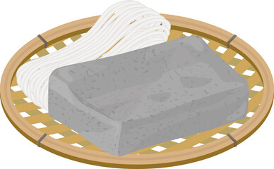 こんにゃくとしらたきのかご盛りイラスト © 往子 山本