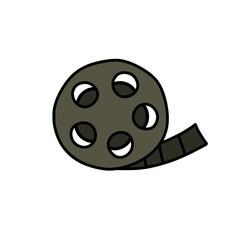 Fototapeta premium film reel doodle icon, vector color illustration