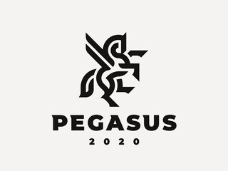 Horse modern logo. Stallion heraldic emblem design editable for your business. Vector illustration.