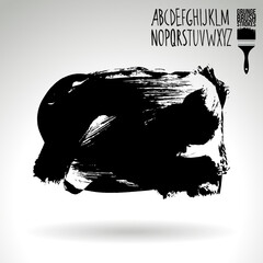 Black brush stroke and texture. Grunge vector abstract hand - painted element. Underline and border design.
