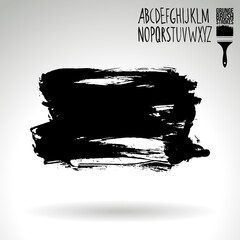 Black brush stroke and texture. Grunge vector abstract hand - painted element. Underline and border design.
