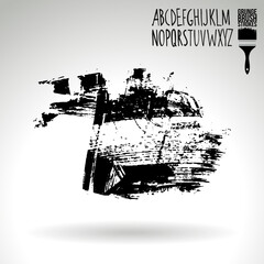 Black brush stroke and texture. Grunge vector abstract hand - painted element. Underline and border design.
