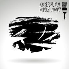 Black brush stroke and texture. Grunge vector abstract hand - painted element. Underline and border design.
