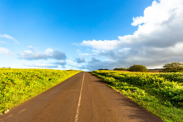 Road in Easter Island, Rapa Nui. Chile.