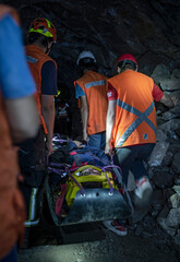 Rescue of wounded inside a copper mine