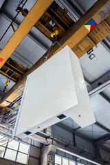 Prefabricated clear, clean concrete elements. Construction, industry, factory