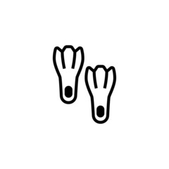 Naklejka premium Flippers vector icon in black flat glyph, filled style isolated on white background